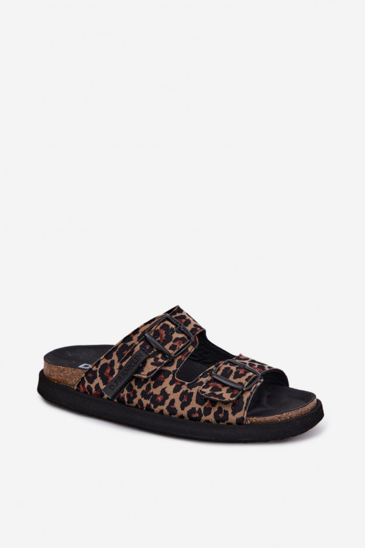 Women's Platform Slides With Buckles D. Franklin DFSH407011 Leopard