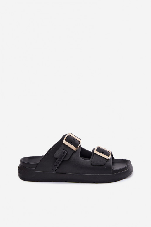 Women's Foam Slides With Buckles D.Franklin DFSH413001 Black