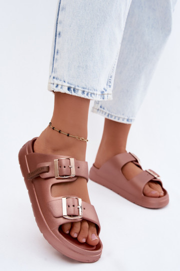 Light women's slippers with buckles D.Franklin DFSH413002 rose gold 2