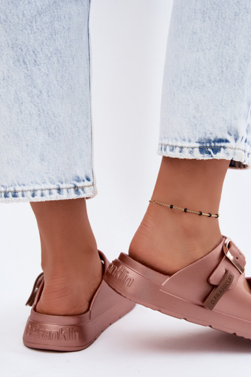 Light women's slippers with buckles D.Franklin DFSH413002 rose gold