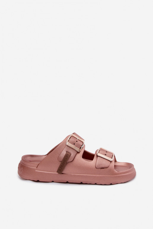 Light women's slippers with buckles D.Franklin DFSH413002 rose gold