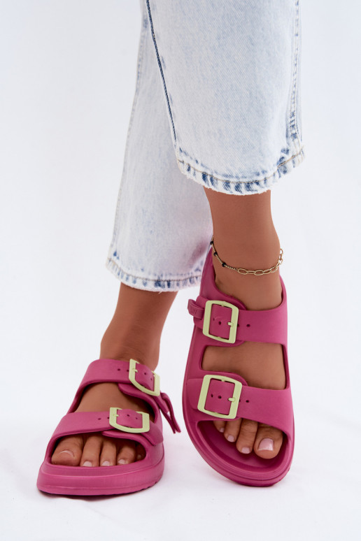 Light women's slippers with buckles D.Franklin DFSH413005 pink