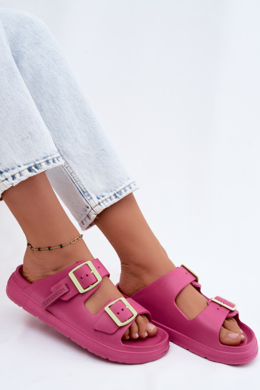 Light women's slippers with buckles D.Franklin DFSH413005 pink