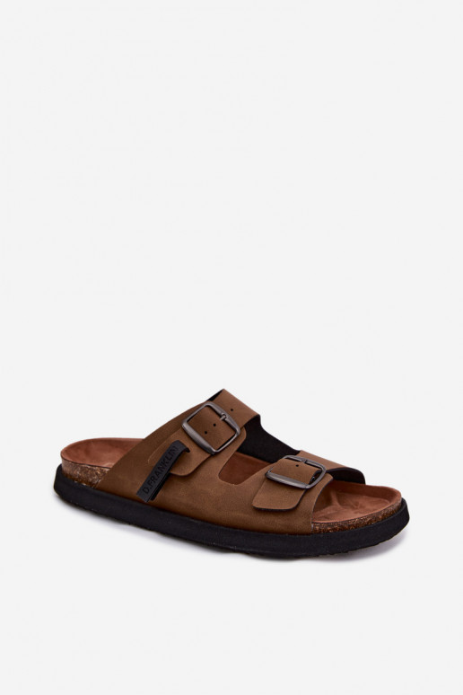 Leather Men's Slides With Clips D.Franklin DFSH407017 Brown
