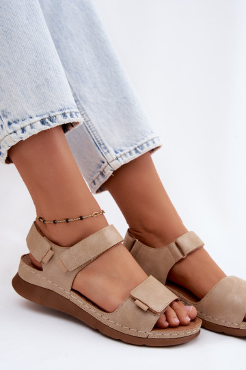 Women's platform sandals sand color Linora