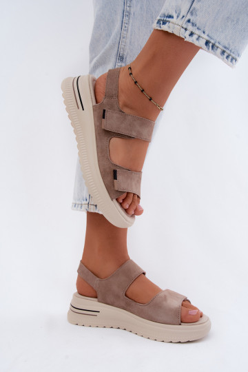 Women's faux suede platform sandals sand color Peria