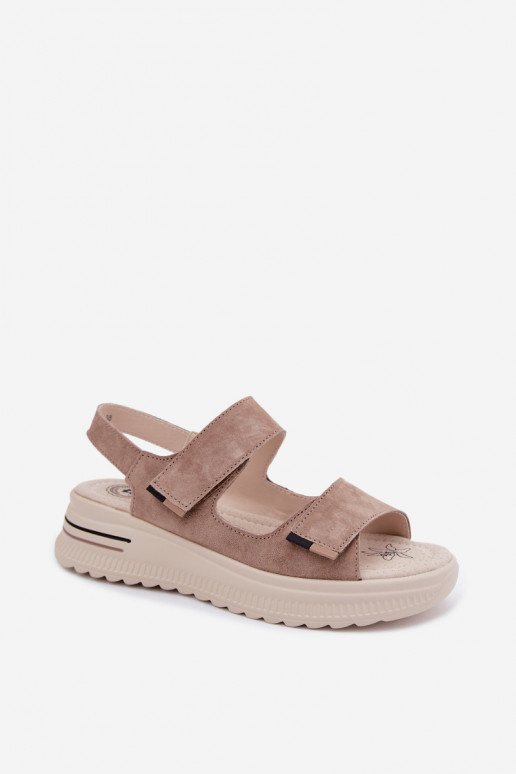 Women's faux suede platform sandals sand color Peria
