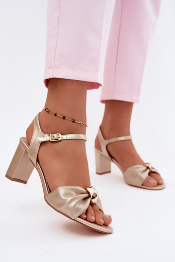 Women's sandals with faux leather and heels gold color Spella 2