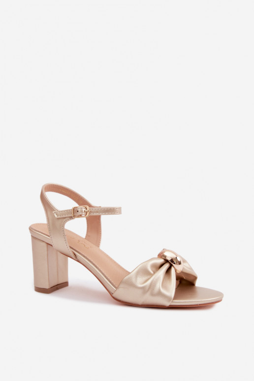 Women's sandals with faux leather and heels gold color Spella