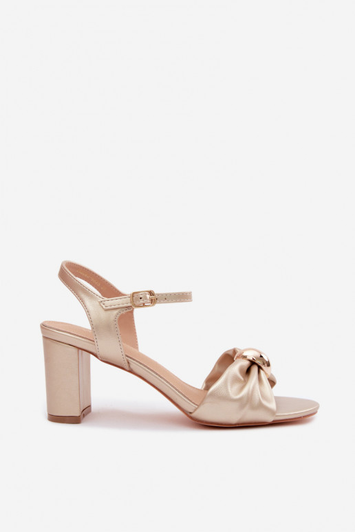 Women's Faux Leather Sandals On Heel Gold Spella