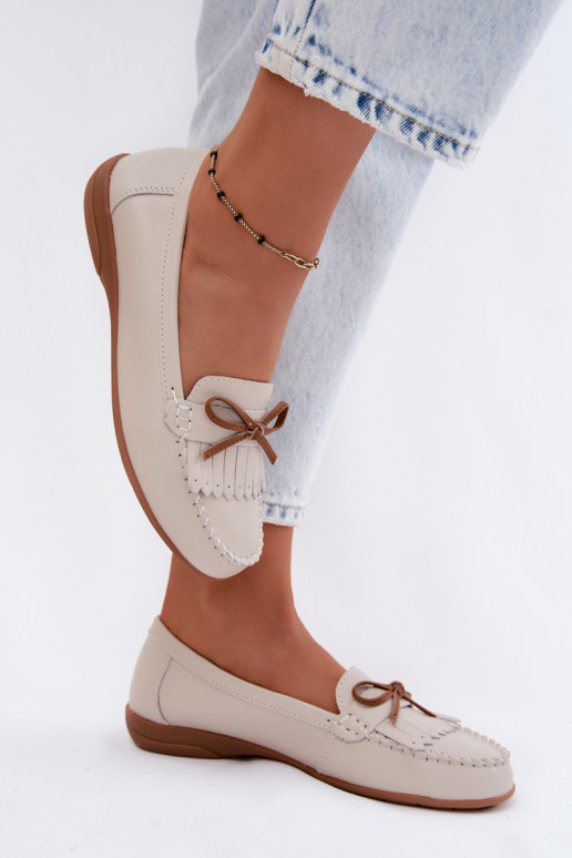 Women's moccasins made of faux leather sand color Vantae
