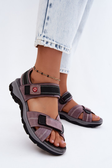 Women's faux suede sandals with sticky fastenings LaĮendoĮe Blingy