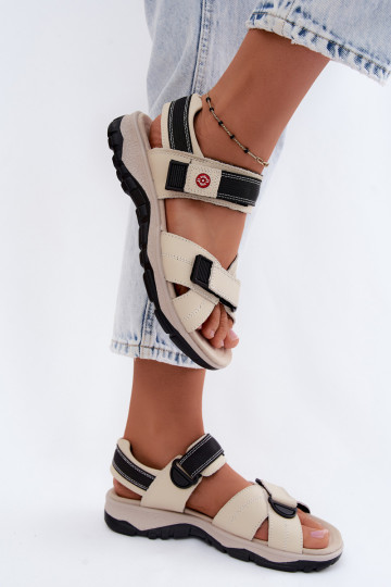 Women's sandals with sticky fastenings sand color Blingy