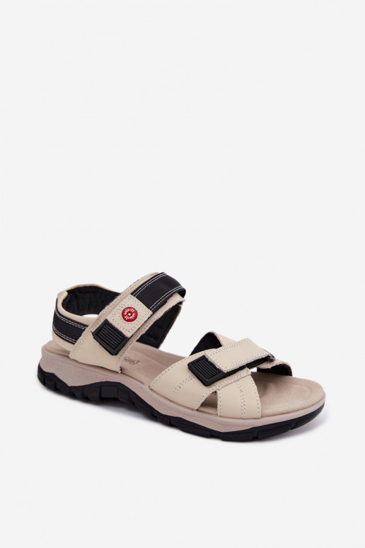 Women's sandals with sticky fastenings sand color Blingy