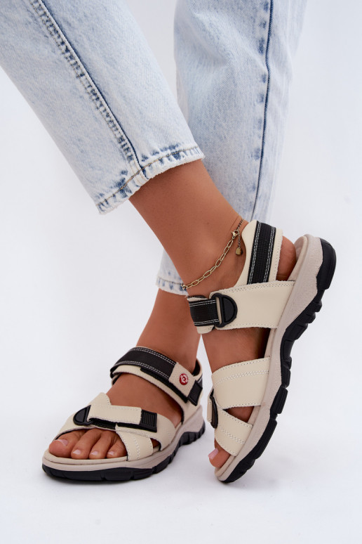 Women's sandals with sticky fastenings sand color Blingy