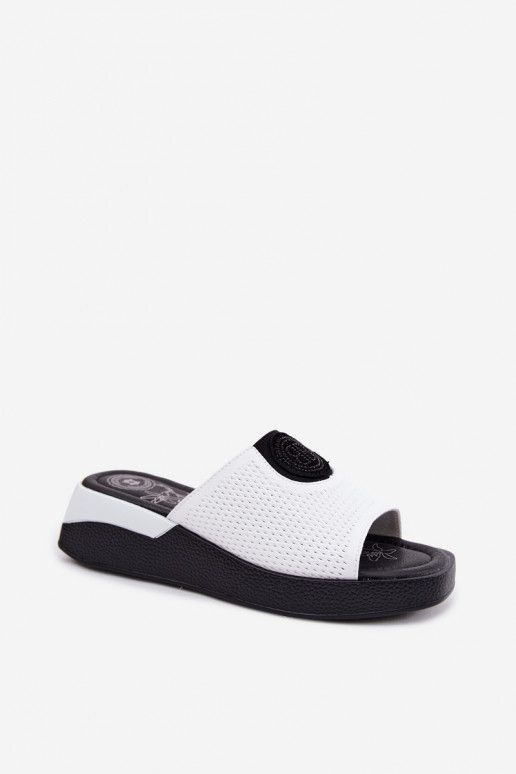 Leather Women's Platform Sandals White Fablee