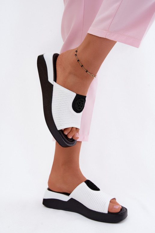 White leather women's slippers Fablee