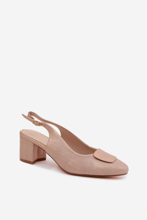 Women's Block Heel Sandals Decorative Pink Gold Maden