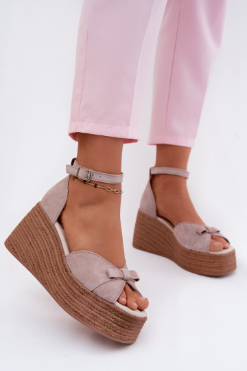 Gray faux suede platform sandals Ashen