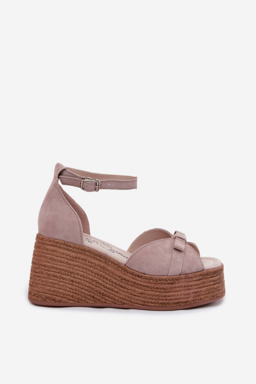 Gray faux suede platform sandals Ashen