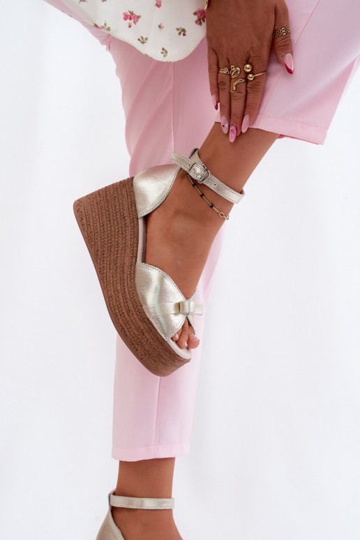 Leather Platform Sandals Gold Ashen
