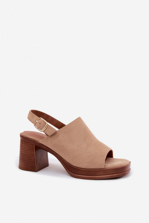 Women's heeled sandals made of faux suede in sand color Eclipse