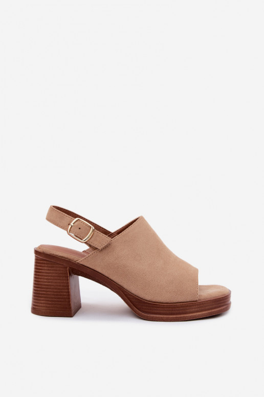 Women's heeled sandals made of faux suede in sand color Eclipse