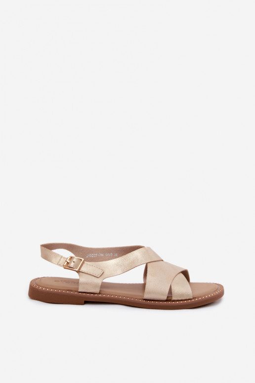 Women's Flat Gold Sandals Blinga