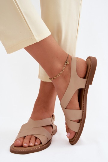 Women's flat sandals in sand color Blinga