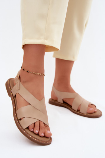 Women's flat sandals in sand color Blinga 2
