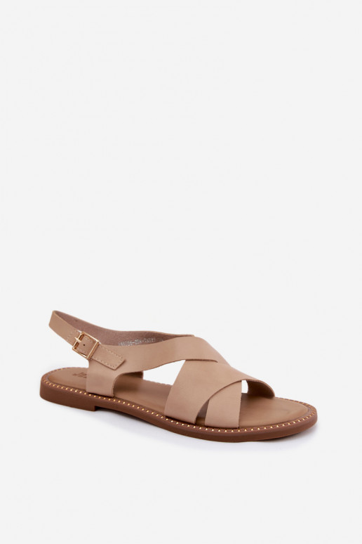 Women's flat sandals in sand color Blinga
