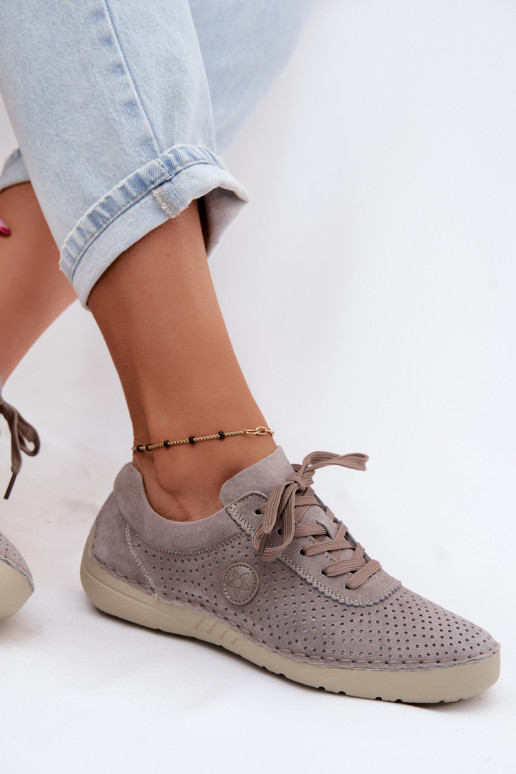 Sand faux suede women's shoes with laces in sand color Bahia