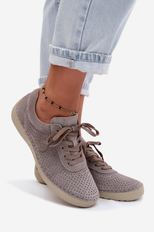 Sand faux suede women's shoes with laces in sand color Bahia