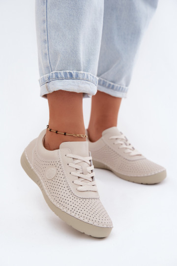 Ivory leather women's shoes with laces Bahia 2