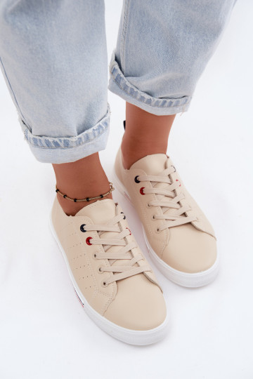 Casualowe sneakers z sztucznej skóry w kolorze piaskowym Tulum