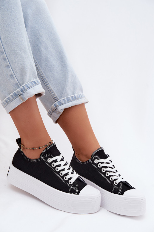 Black casual shoes with platform Amalfi
