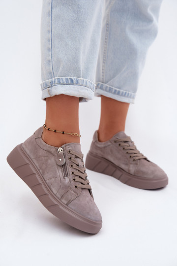 Women's platform shoes in faux suede sand color Luna