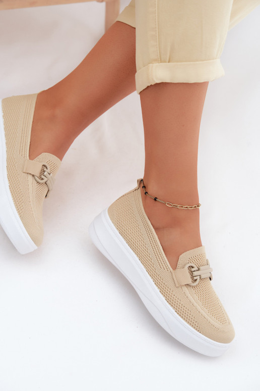 Women's platform shoes with ornaments in sand color Freshy