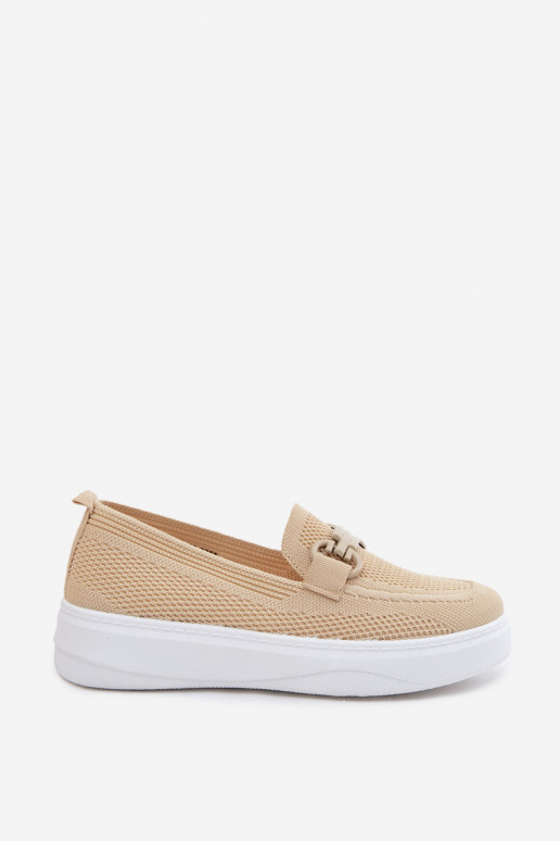 Women's platform shoes with ornaments in sand color Freshy