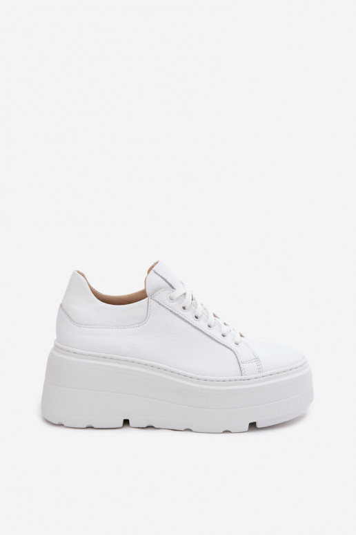 Leather Sneakers With Thick Platform Zazoo N1000S3 White