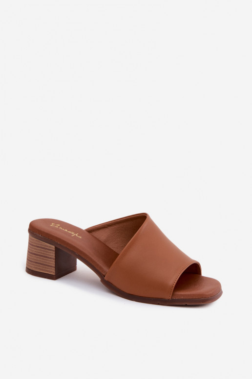 Leather Women's Heeled Sandals Maciejka E7395-29 Camel