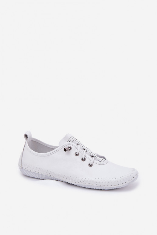 Skórzane Półbuty Damskie Artiker 54C0838 Białe