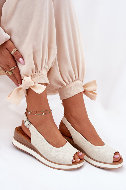 Leather platform sandals in ivory Artiker 56C2316