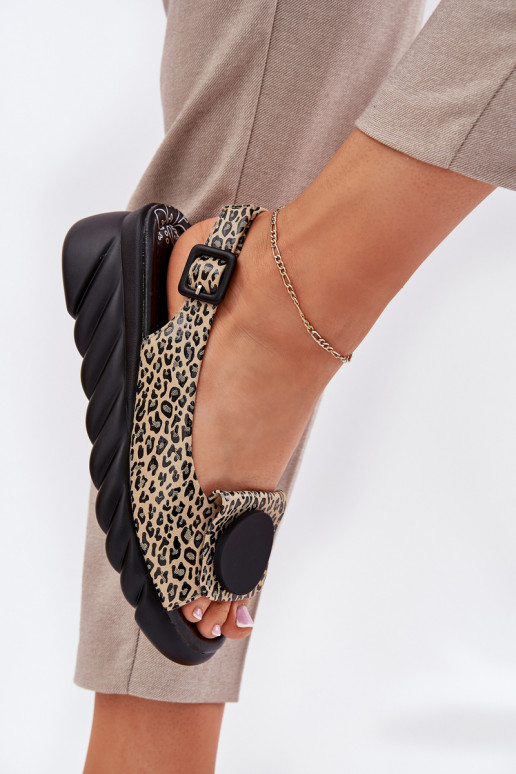 Basutės su natūralios odos elementais ant platformos su leopardo raštais Artiker 56C2186
