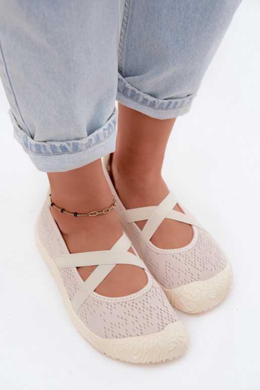 Sporty Ballerinas with Elastic Straps Artiker 58C1902 Light Beige