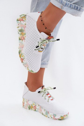 Skórzane buty na platformie w białym kolorze Artiker 58C0598
