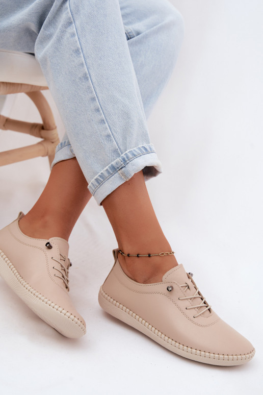 Women's leather shoes in sand Artiker 58C3070