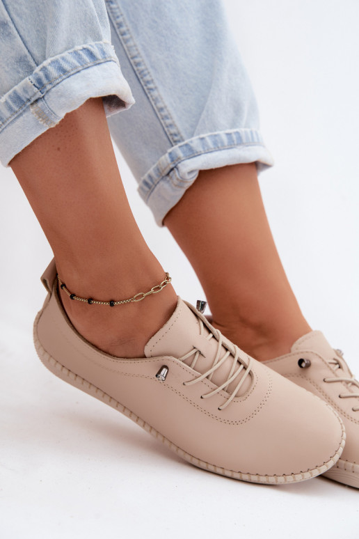 Damskie skórzane buty w kolorze piaskowym Artiker 58C3070