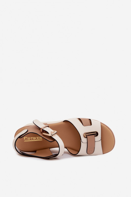 Sand-colored women's sandals with platform and straps Artiker 58C0314