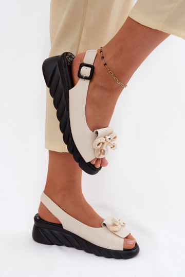 Sand-colored women's sandals with platform and ornaments Artiker 58C0054